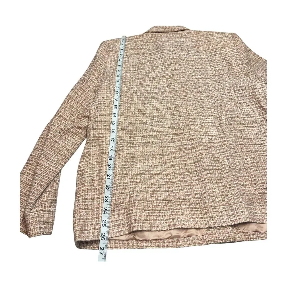 Alfred Dunner Blazer Jacket Women's 14 Pink Acrylic Lined Collared Button Front - Picture 6 of 7